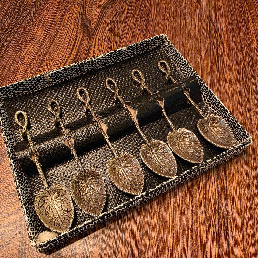 Italian Demitasse Spoons Silver Plated MCM Espresso Hollywood Regency Cocktail